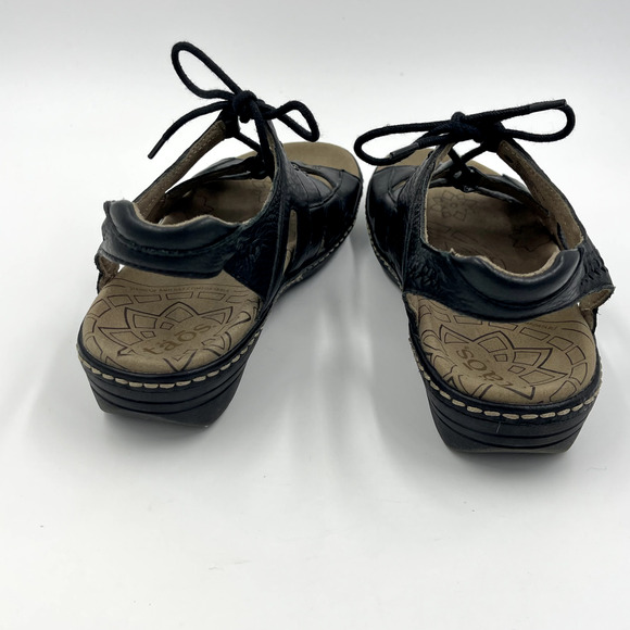 Taos Sandals Women 7 Black Ghilbert Leather Comfort Lace Up Outdoor Active Wedge - Picture 5 of 13